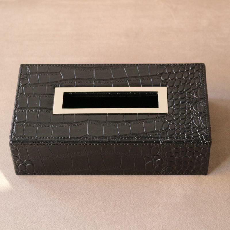 ティッシュBOXクロコ【ブラック】