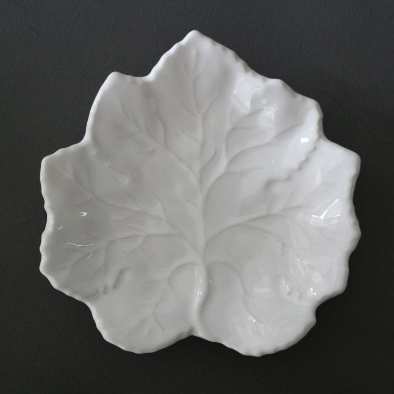 プチプレート フォイユヴィーニュPMφ14cm【ブラン】