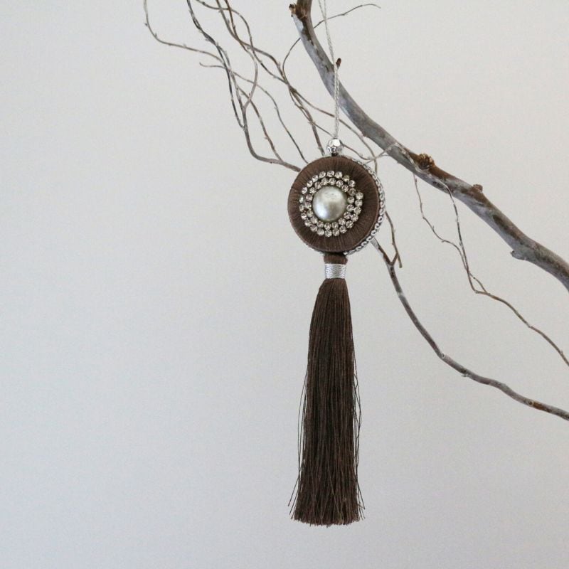 オーナメントラインストーンパールタッセル