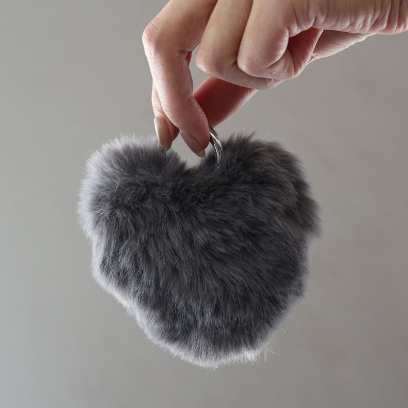 キーリングハートファー　ダークグレー