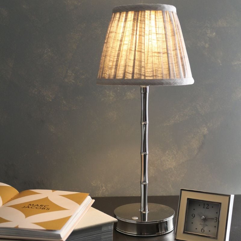 ポータブルLEDランプバンブーシルバー＆シェード