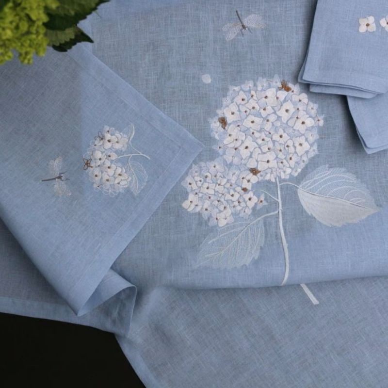 Hydrangeaテーブルランナー ライトブルー