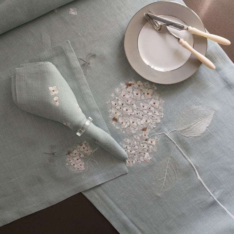 Hydrangeaテーブルランナー ミントグリーン