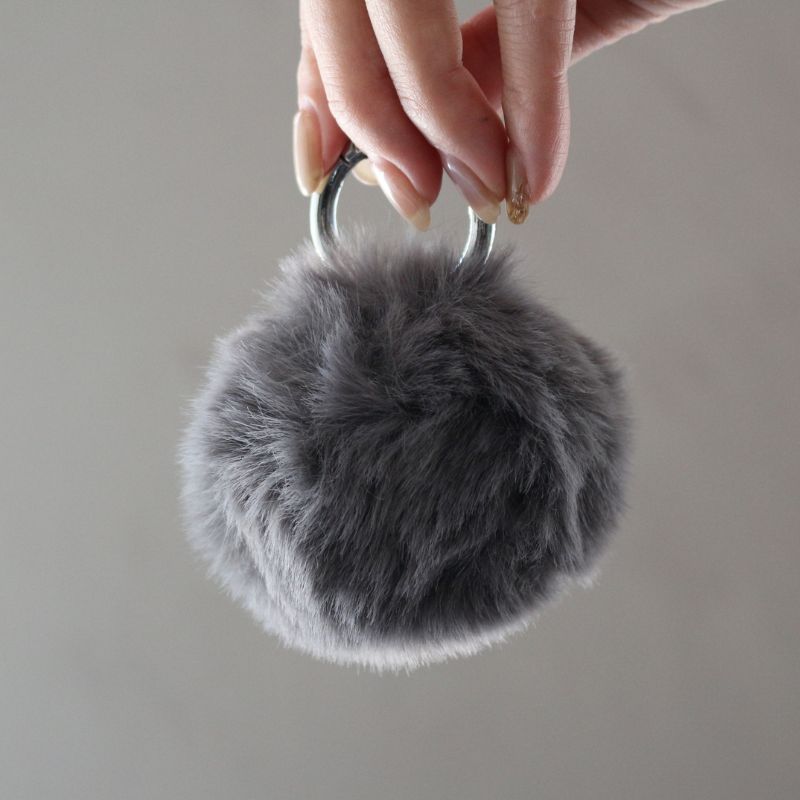 キーリングラウンドファー　ダークグレー