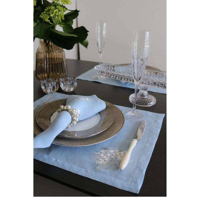 Hydrangeaプレースマット ライトブルー