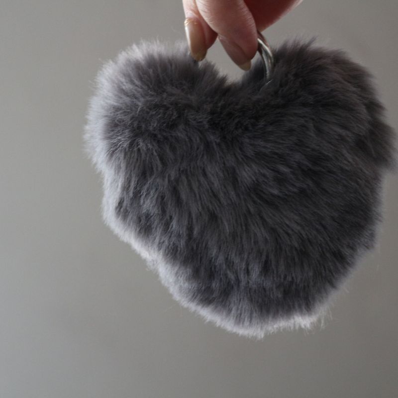 キーリングハートファー　ダークグレー