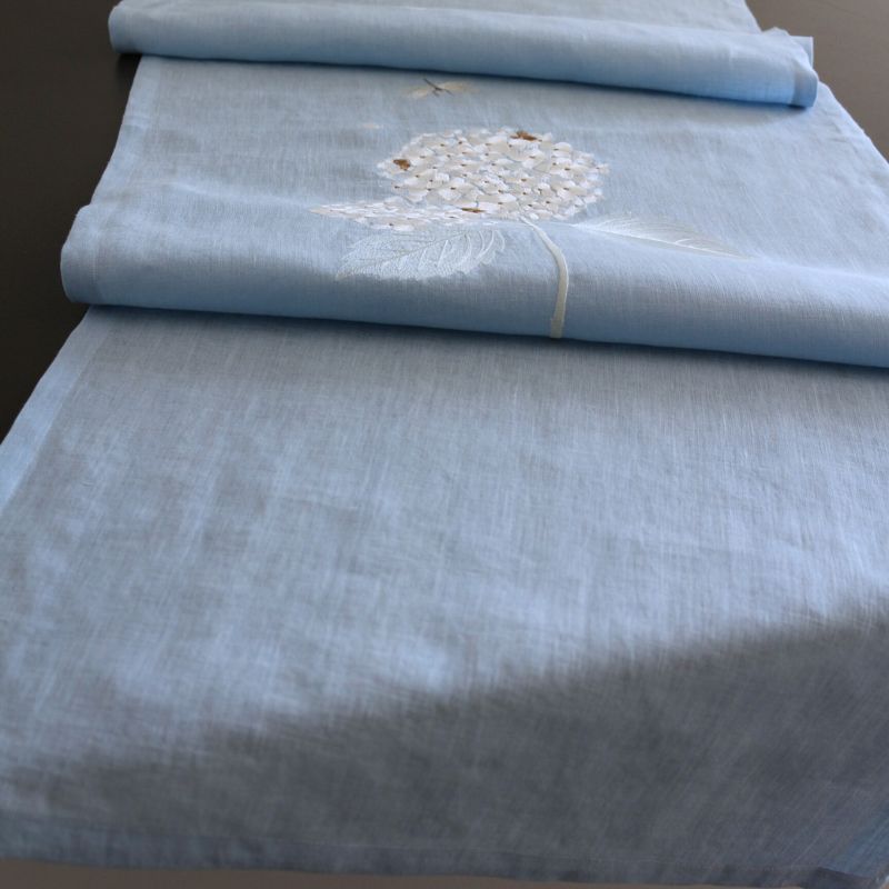 Hydrangeaテーブルランナー ライトブルー