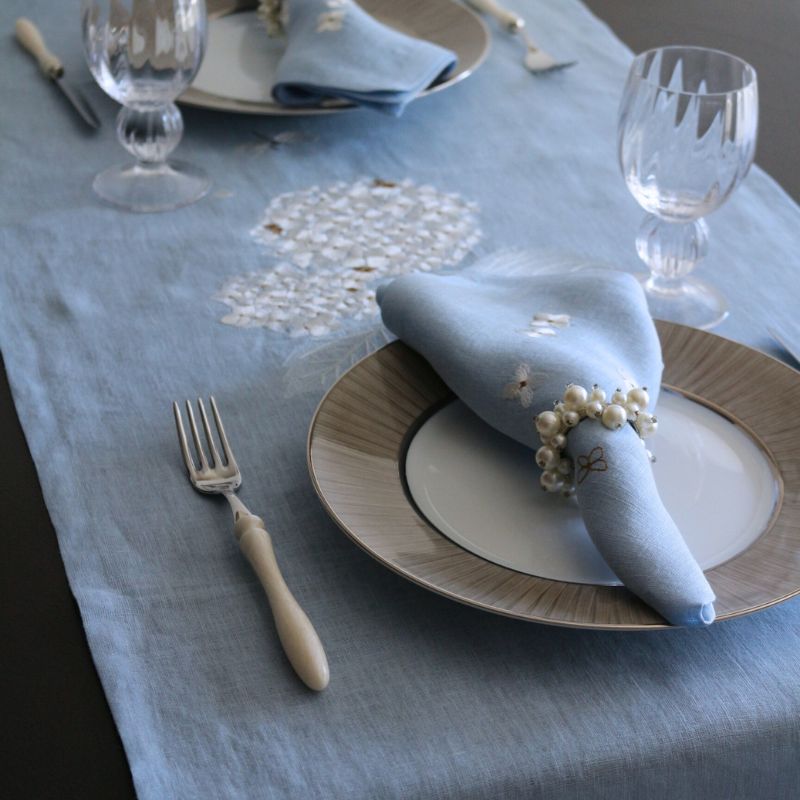 Hydrangeaテーブルランナー ライトブルー