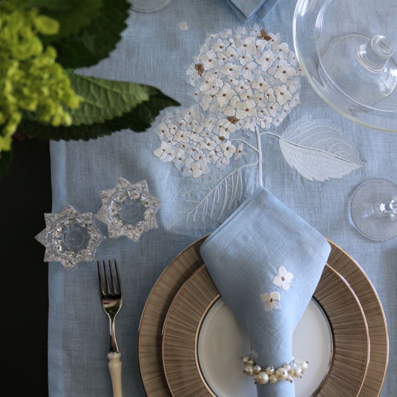 Hydrangeaテーブルランナー ライトブルー