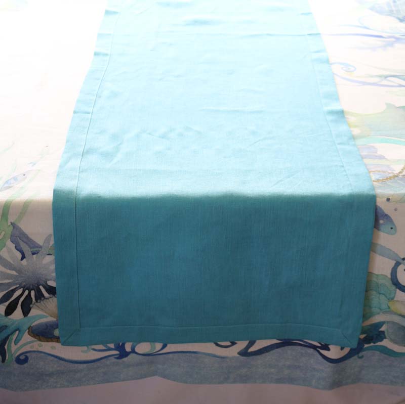テーブルランナー カリブ/ターコイズブルー45×170