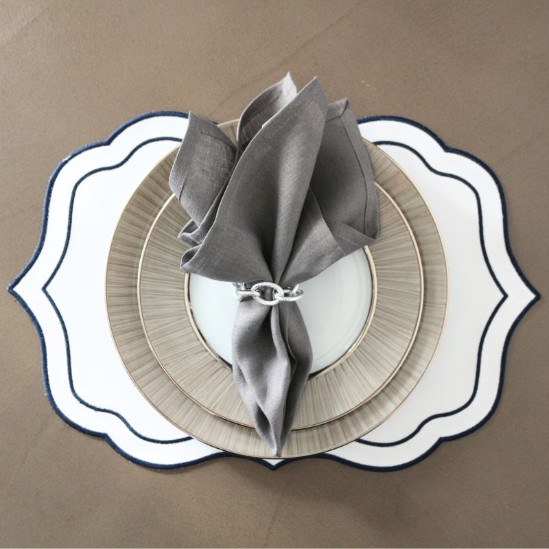 プレースマットスカラップ　ブルー