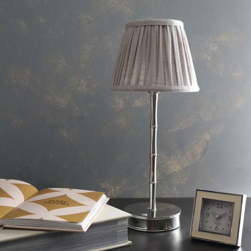 ポータブルLEDランプバンブーシルバー＆シェード