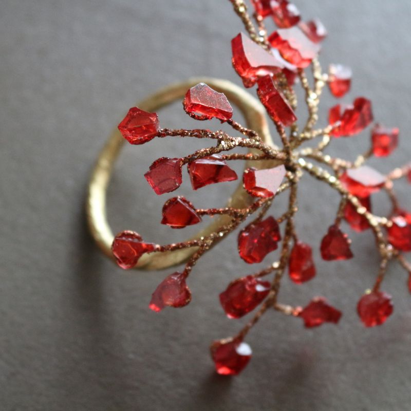 ナプキンリング レッドカラービーズ