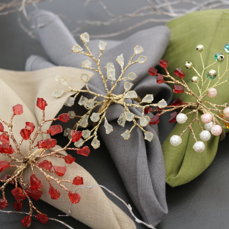 ナプキンリング レッドカラービーズ