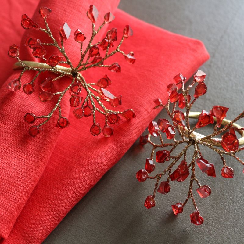 ナプキンリング レッドカラービーズ