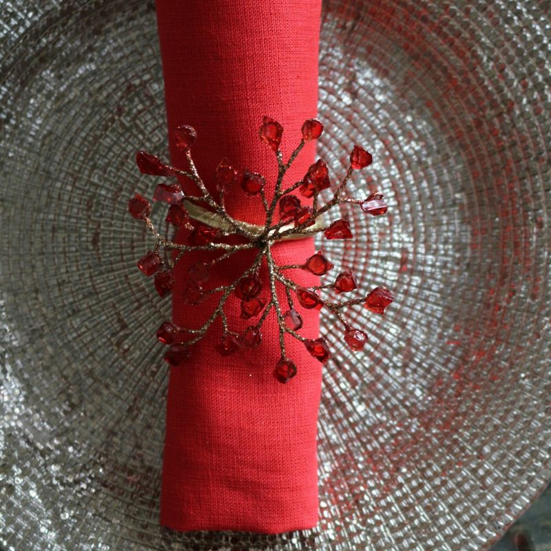 ナプキンリング レッドカラービーズ