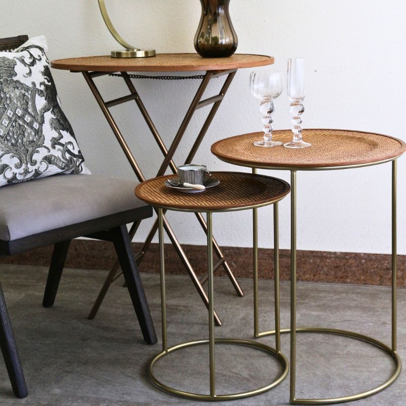 ネストテーブル ラタンキュイール