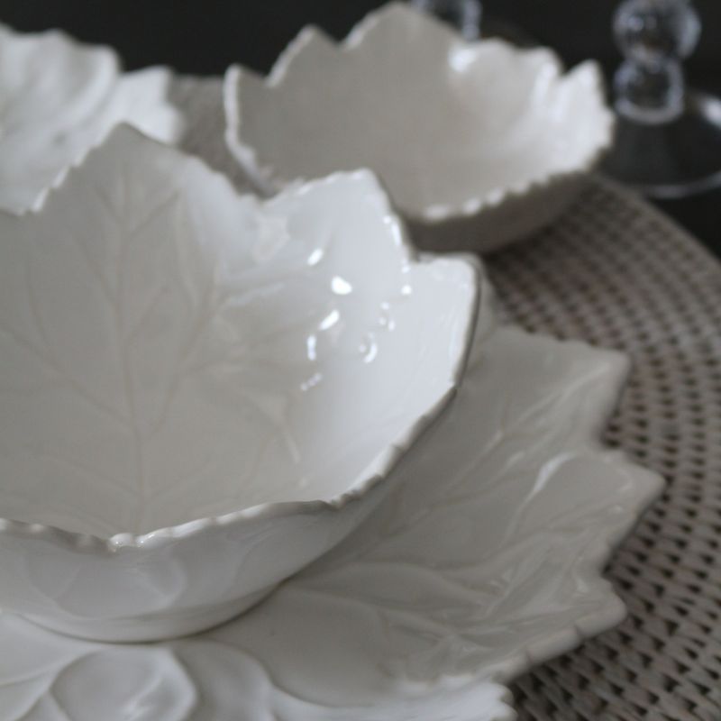 プチプレート フォイユヴィーニュPMφ14cm【ブラン】