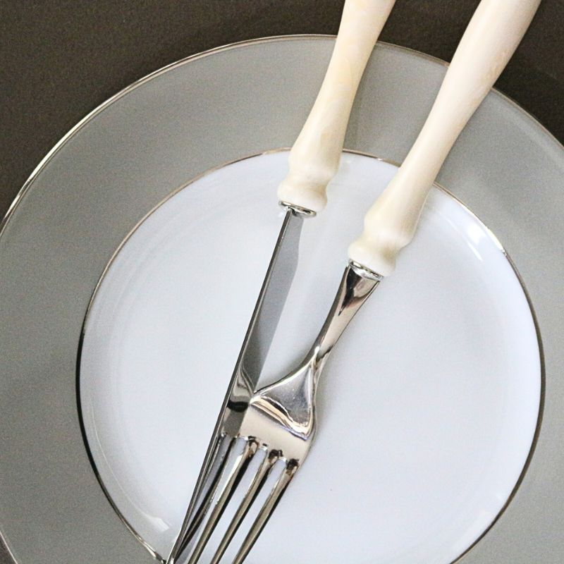 リモージュ ケーキプレート プラティンパールグレイ19.5