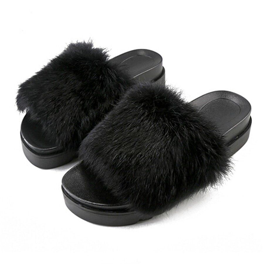 ファーサンダル　ラビットファー　パイソン柄　あちゃちゅむ　サボ　ファーサンダル 535023 ファー・サボ