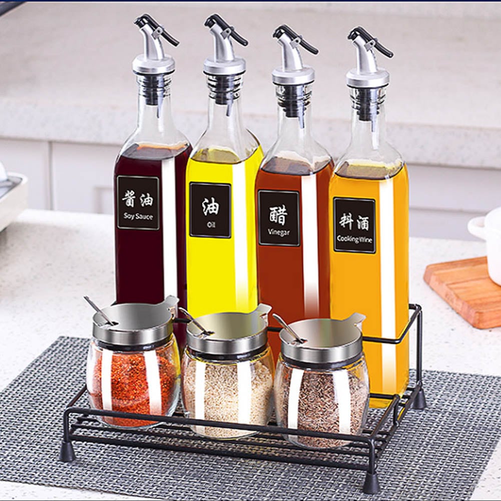 プチプラ調味料入れ お店 家庭 キッチン用 ラック付き おしゃれ