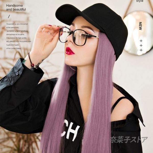 プチプラ帽子付きウィッグ ロング ストレート ウィッグ つけ毛