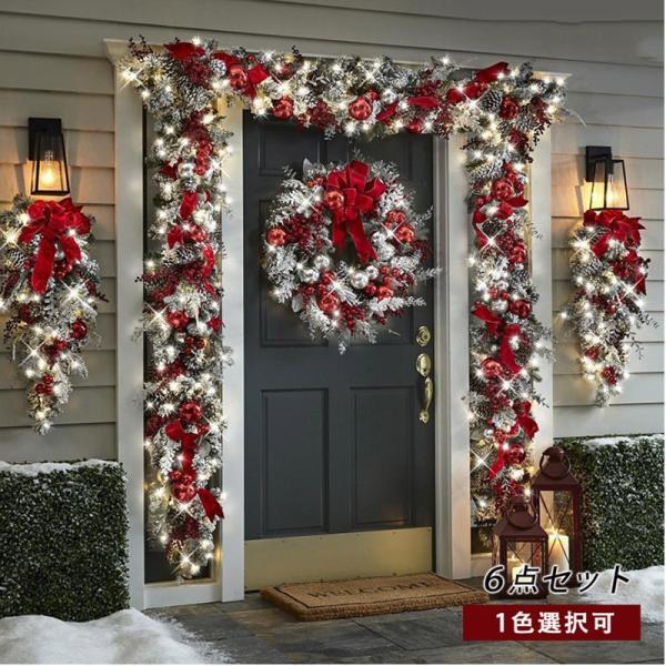プチプラ6点セット クリスマスリース クリスマス飾り 玄関飾り