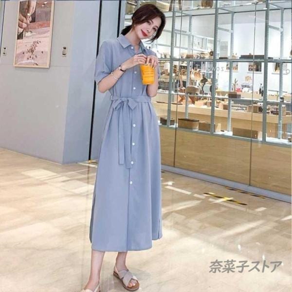 I133 美品 M 38 モラビトプルミエ ロング丈 シャツワンピ レディース I133 美品 M 38 モラビトプルミエ ロング丈 シャツワンピ