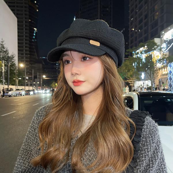 レア　プリーツプリーズ　お洒落なベレー帽　未使用美品 プチプラベレー帽 レディース 帽子 無地 調整 個性的 保温性