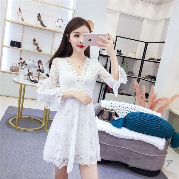 ドレス ミニ タイト レース Vネック 茶色 花 パーティー 結婚式 ドレス ミニ タイト レース Vネック 茶色 花 パーティー 結婚式