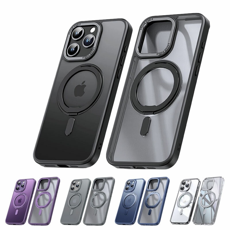 iPhone 15 Pro 用 ケース 縦横両対応リング 6.1インチ ブラック