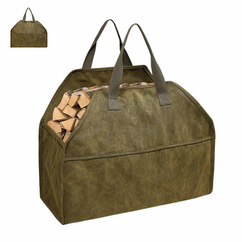 プチプラ薪バッグ 薪トートバッグ ログキャリー 薪ケース 防水 帆布 大