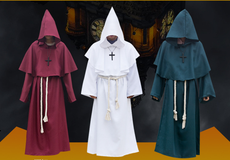 プチプラ神父服 牧師ウェアコスプレ ハロウイン プリースト 牧師衣装 修道士 コスプレ 十字架ネックレス付き ベルト付き通販