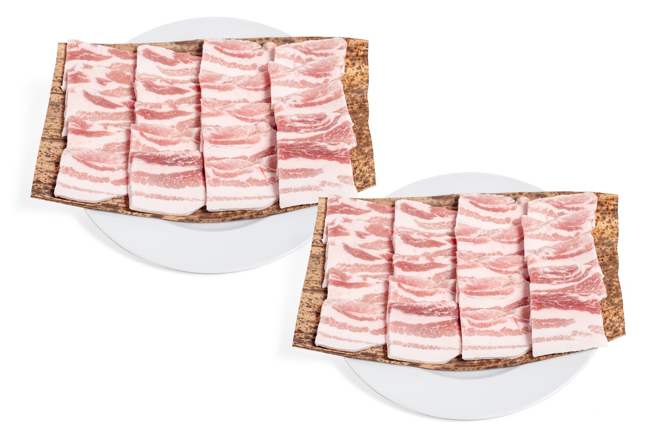 琉球長寿豚 バラ焼肉用 1kg（500g2個入 5～6人前）/豚肉専用オリジナルブレンド塩付き