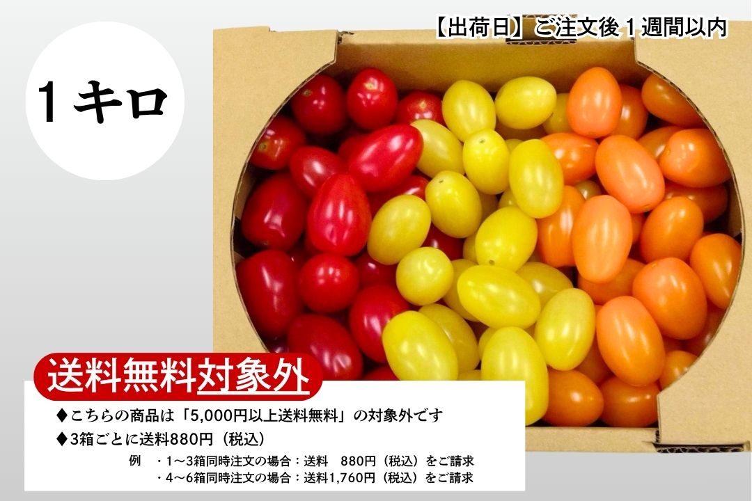 [うれし野トマト] ハピネストマト（3色入り） １kg 箱