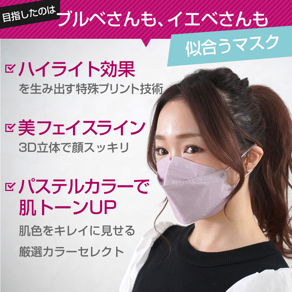 Make UP MASK 100枚 10色ランダム 国内発送 1000円ポッキリ 不織布 4層 立体 3Dマスク 血色マスク 柳葉型マスク ファッション 化粧 つかない マスク MCH-A147　花粉 花粉症 風邪 飛沫 ウイルス 小顔 肌にやさしい 訳あり