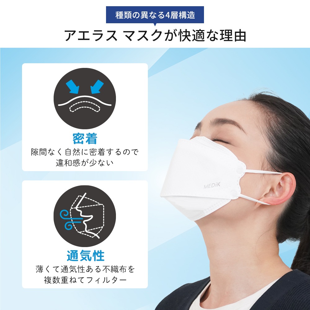 Aeras アエラス マスク MCH-A153 50枚 kf94 大人用 不織布  立体 3Dマスク 花粉 風邪 飛沫 ウイルス  韓国製 韓国マスク