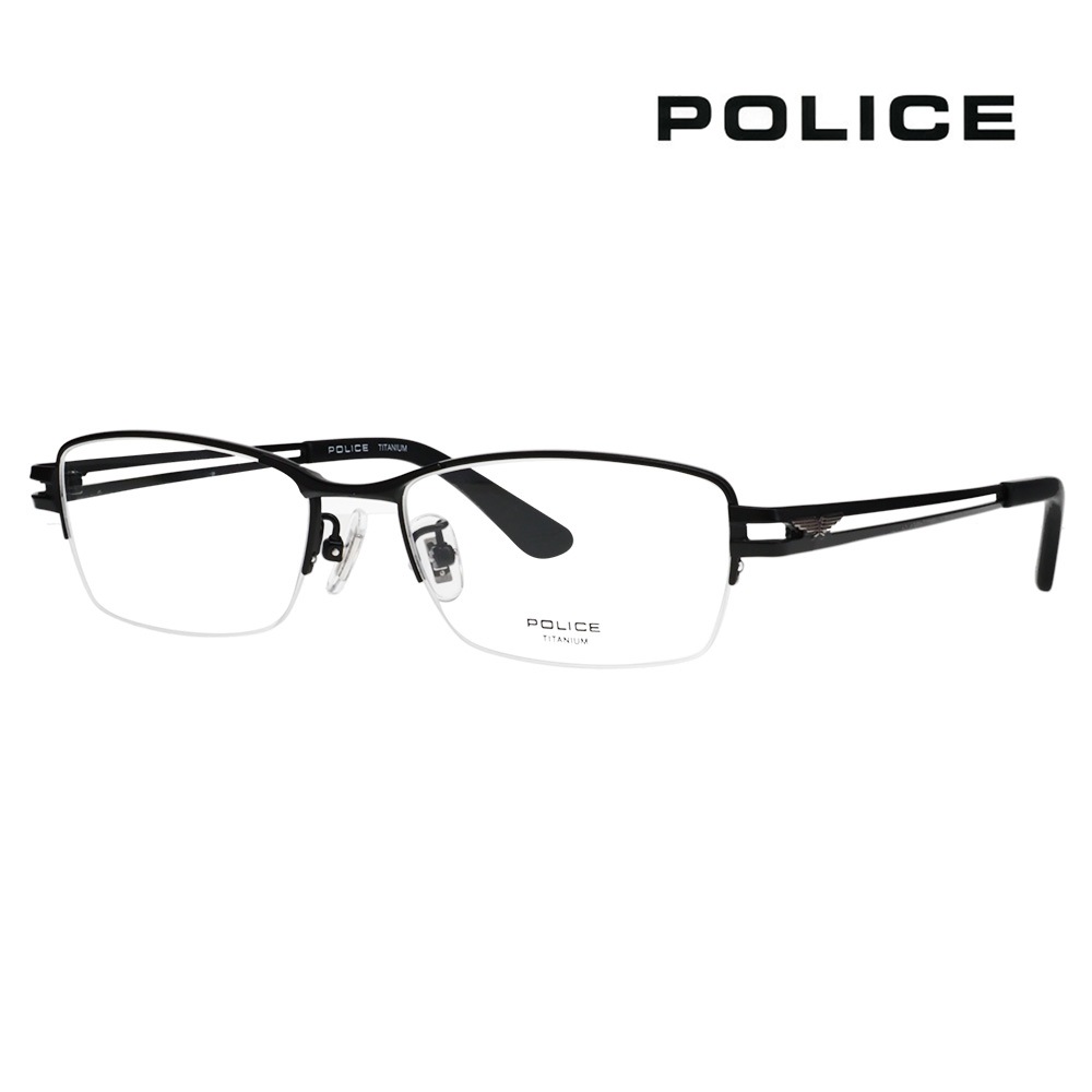 POLICE ポリス 眼鏡 メガネ フレーム サングラス VPLR33J-0531-54 度付可 マットブラック リビジョン製レンズでお好きなサングラス作成可能 VPLR33J 0531 54 POLICE メンズ スクエア ナイロール ジャパンモデル