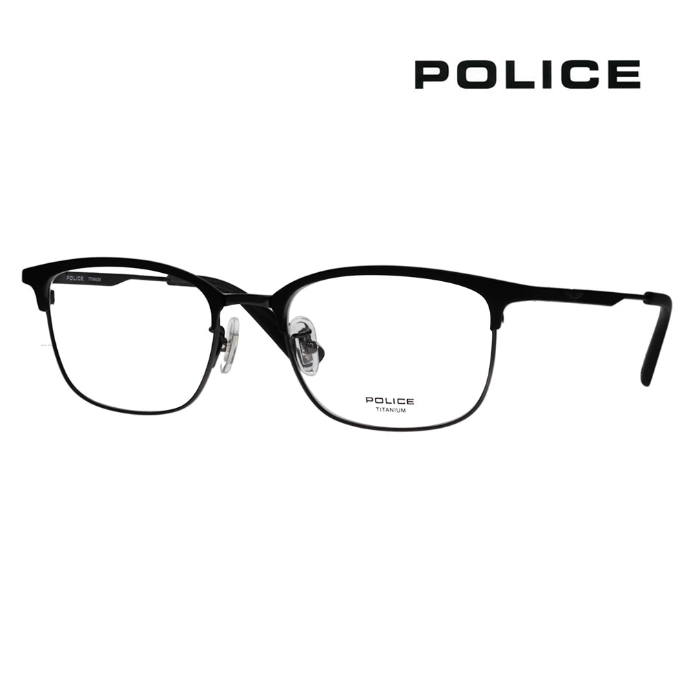 VPLR36J 0S1D 52 POLICE メンズ ウェリントン メタルブロー チタン