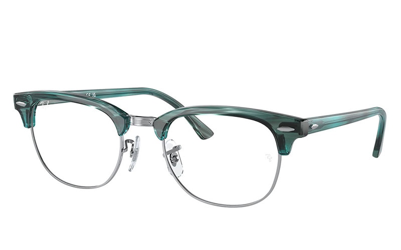 RayBan レイバン CLUBMASTER クラブマスター 眼鏡 メガネ フレーム サングラス RB5154-8377-51  RX5154-8377-51 度付可 ストライプグリーンオンシルバー リビジョン製レンズでお好きなサングラス作成可能 RX5154 8377 51 レイバン Ray-Ban メガネフレーム クラブマスター