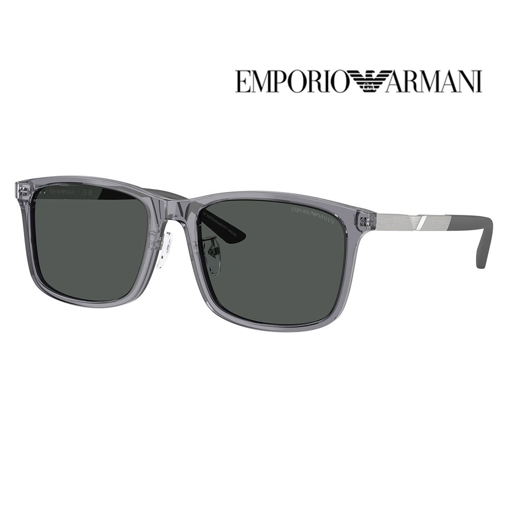 EMPORIO ARMANI サングラス シルバーフレーム スクエア型 Emporio Armani スクエアフレーム サングラス | シルバートーン
