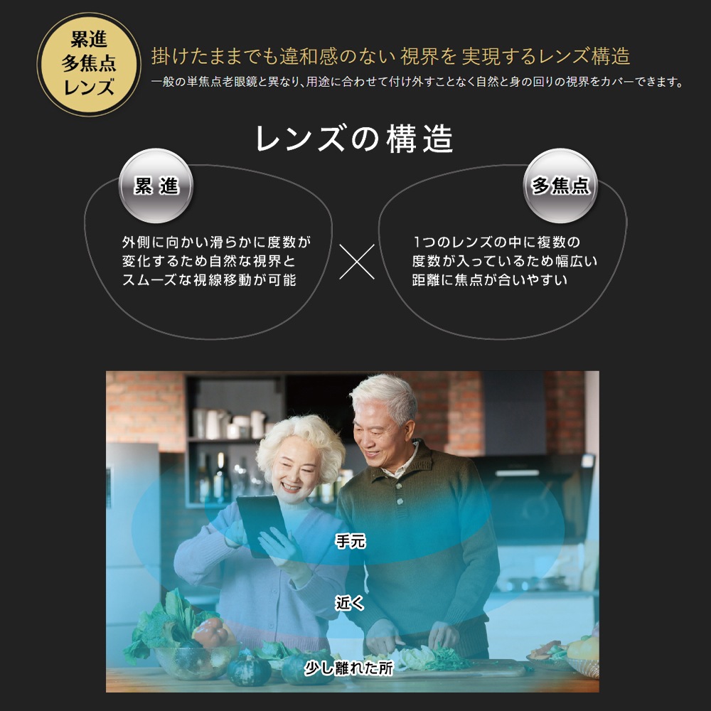 ミエルPro 老眼鏡 UW001-TO mierupro ミエルプロ 累進多焦点レンズ