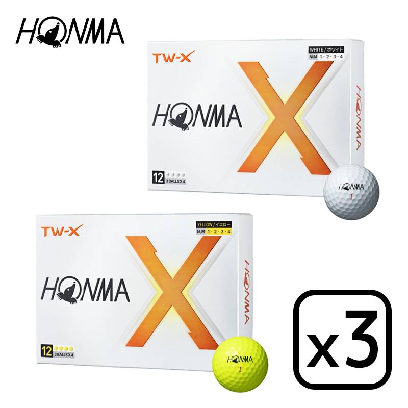 HONMA(ホンマ）ゴルフボールX4カラー ホワイト 2ダースセット(24個)。 HONMA(ホンマ）ゴルフボールX4カラー ホワイト 2ダースセット(24個