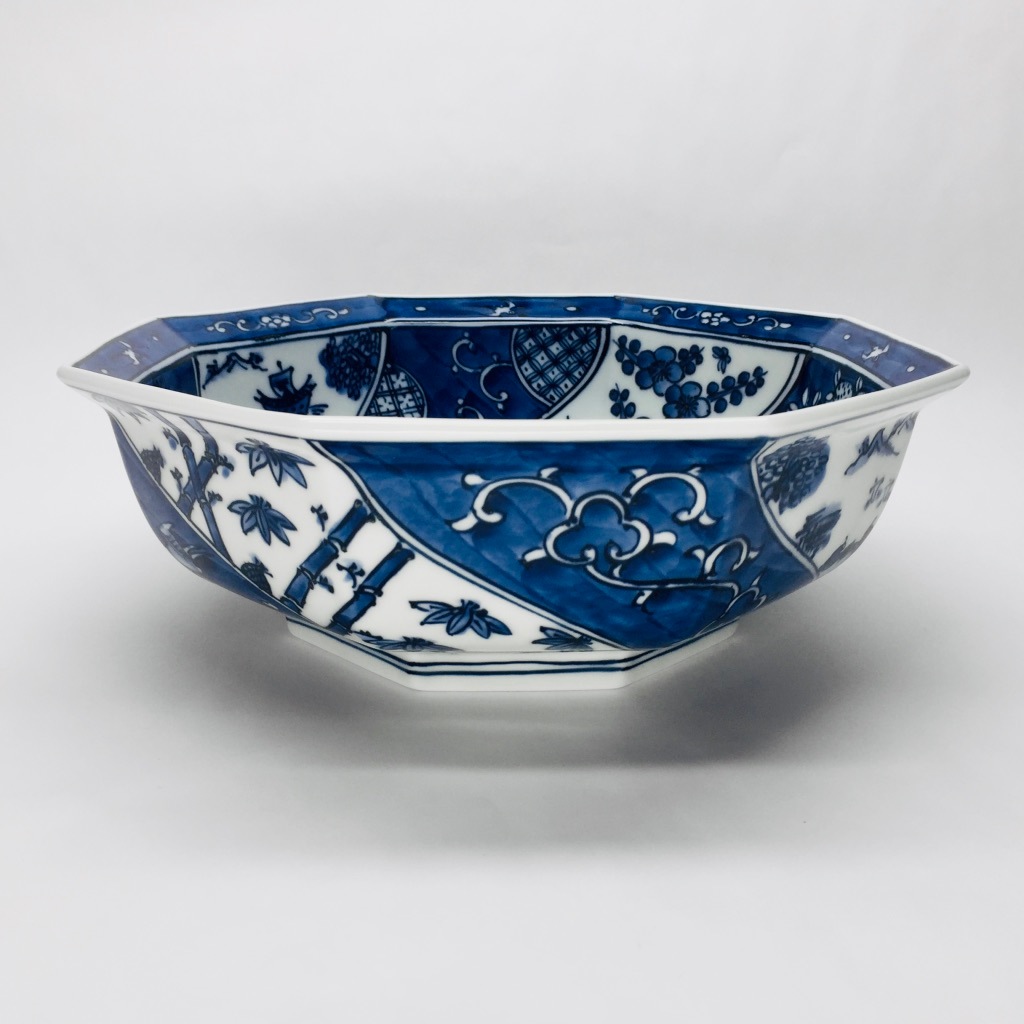 三川内焼平戸松山窯ねじり祥瑞文高台菓子鉢 三川内焼平戸松山窯ねじり祥瑞文高台菓子鉢 平戸松山 菓子鉢