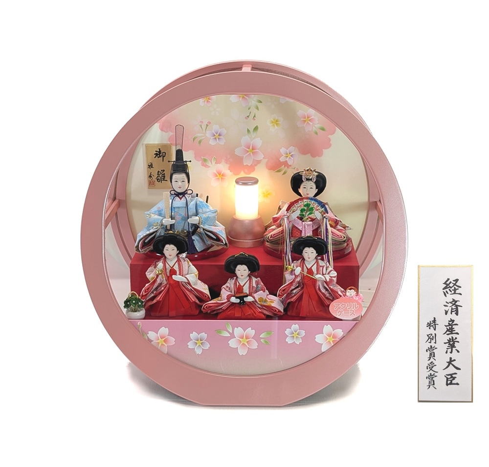 ケース入り雛人形　小芥子五人飾り　No.16 まどか