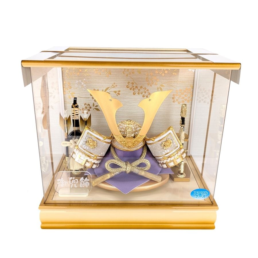 ケース入り 8号白金印伝　中鍬形兜飾り