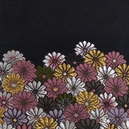 名前旗　家紋入り　流水に小菊　135×400　黒