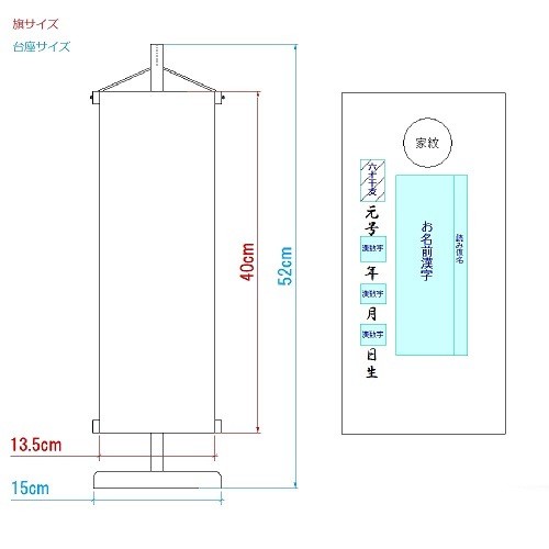 名前旗　家紋入り　西陣織桜流水　135×400　薄紫