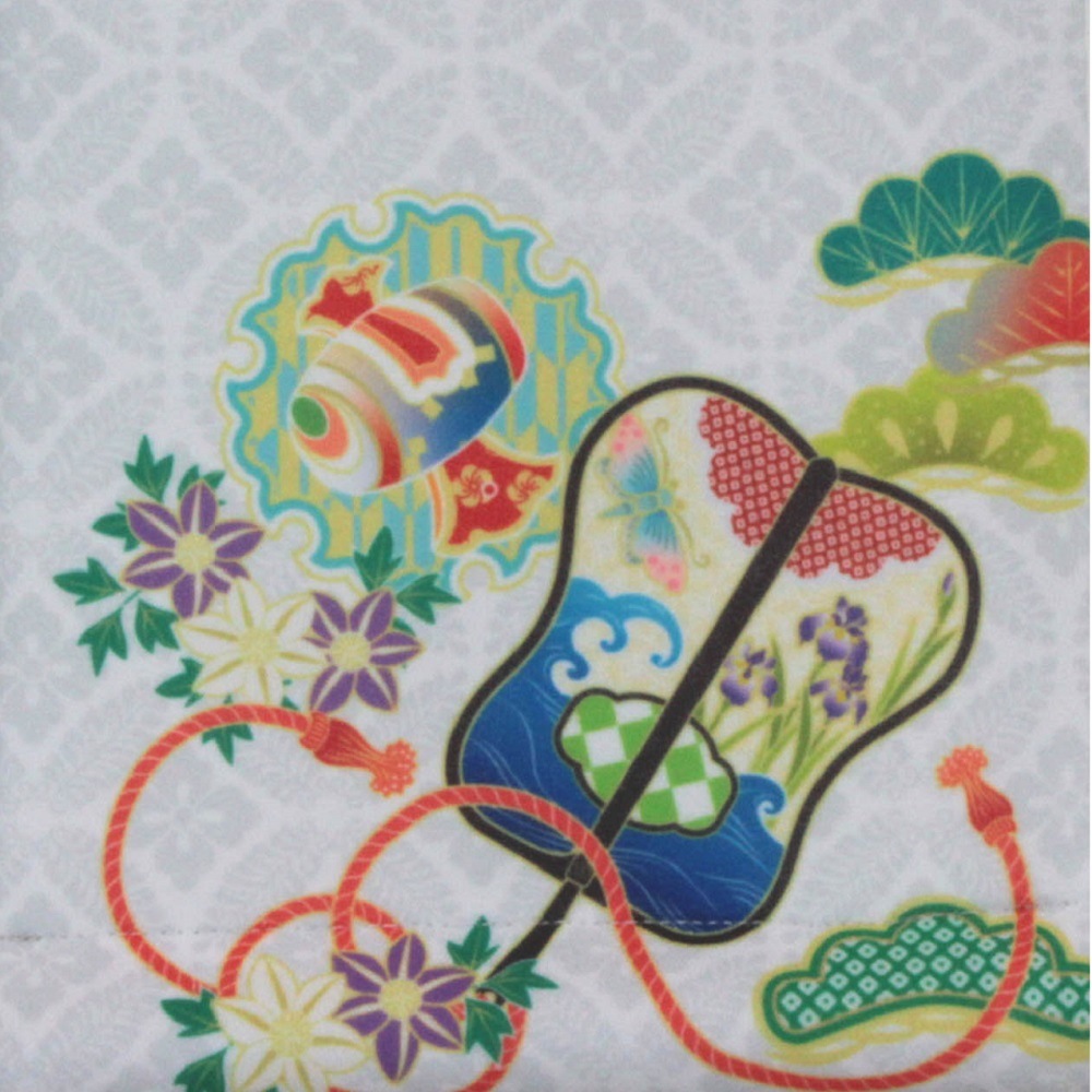 名前旗　軍配　小葵七宝紋　135×400　白