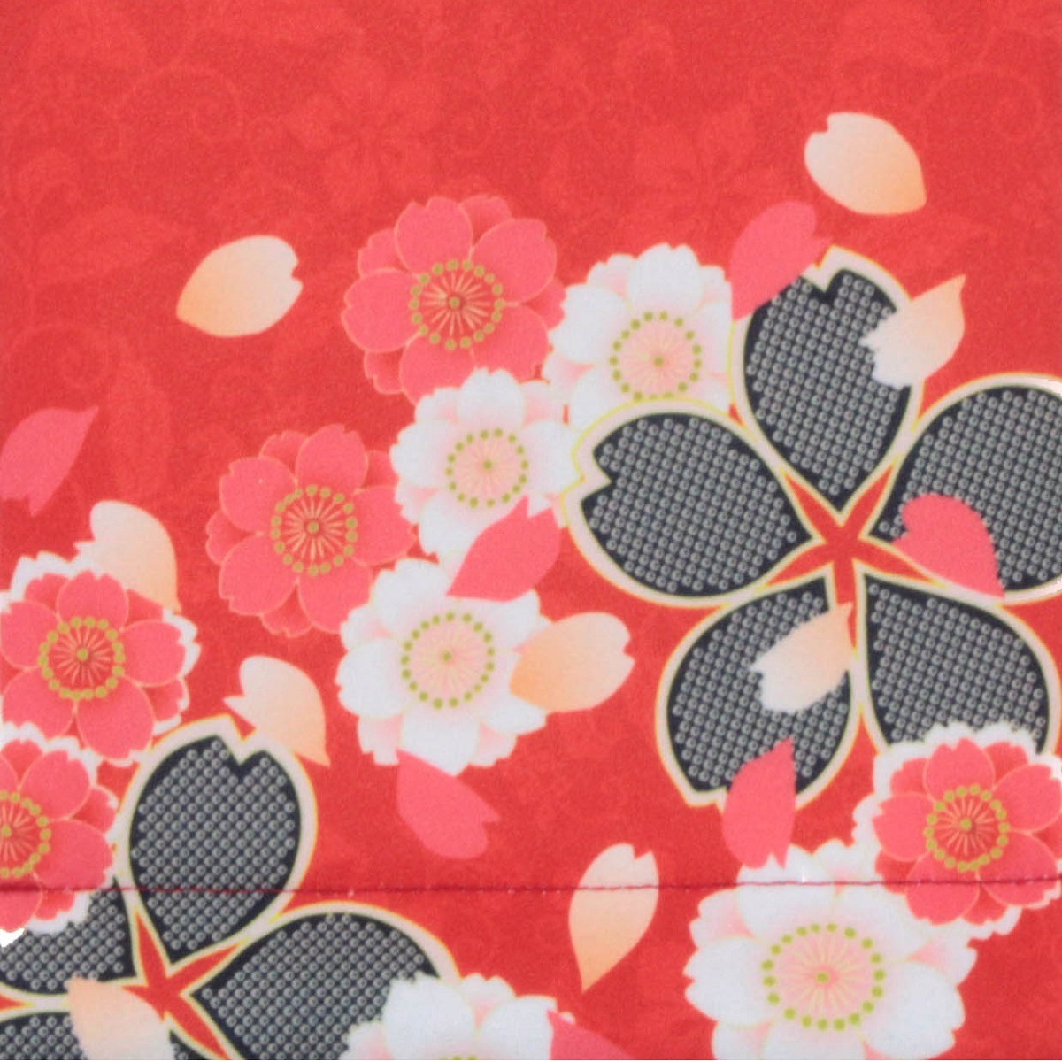 名前旗　鹿の子桜　唐花唐草紋　135×400　赤